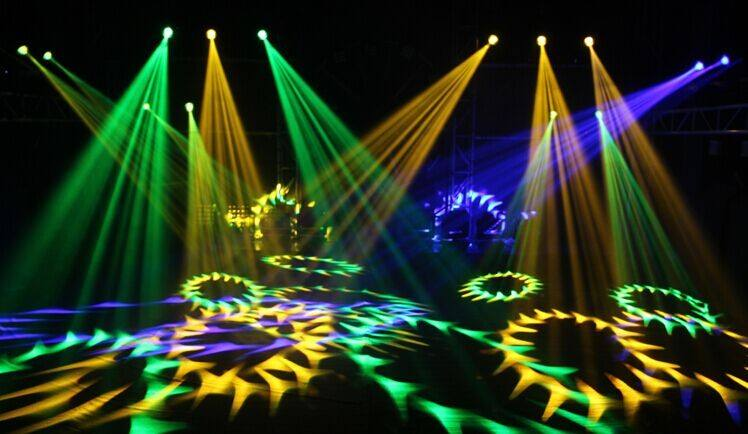 DMX-controlled beam lights with lighting programming