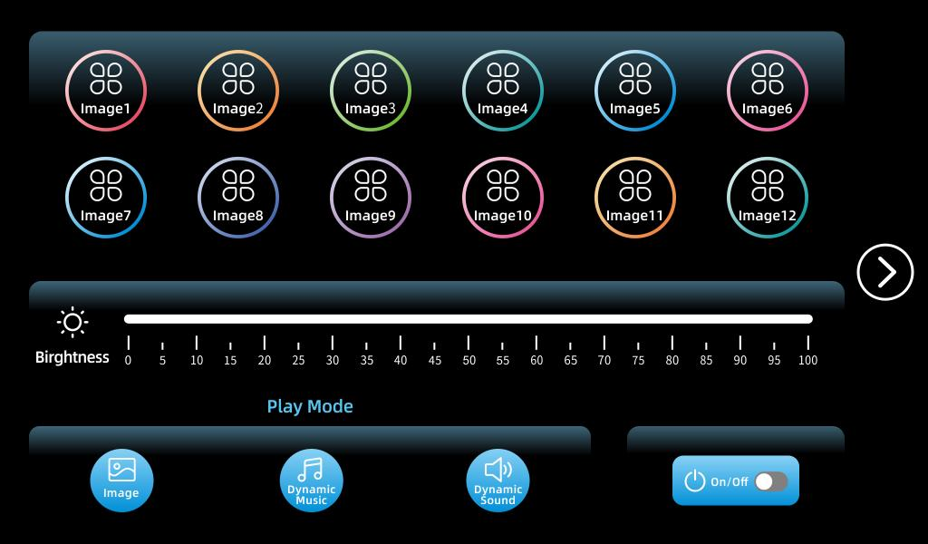 LED controller UI for immersive KTV ambiance and scene control
