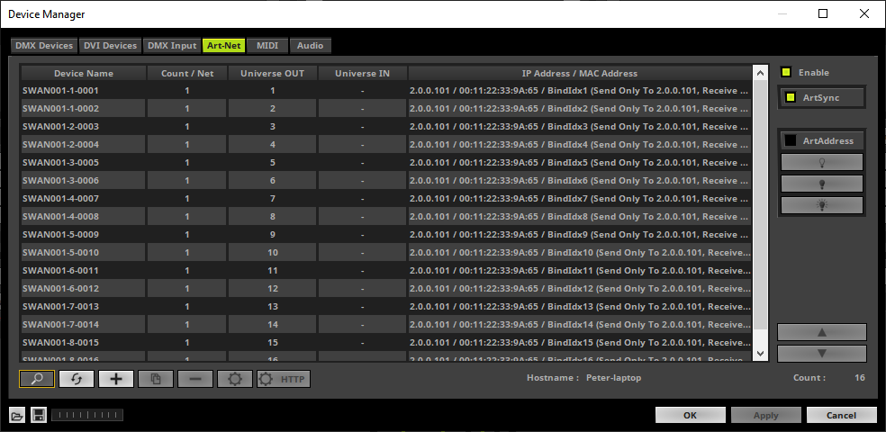 View and Enable DMX Devices