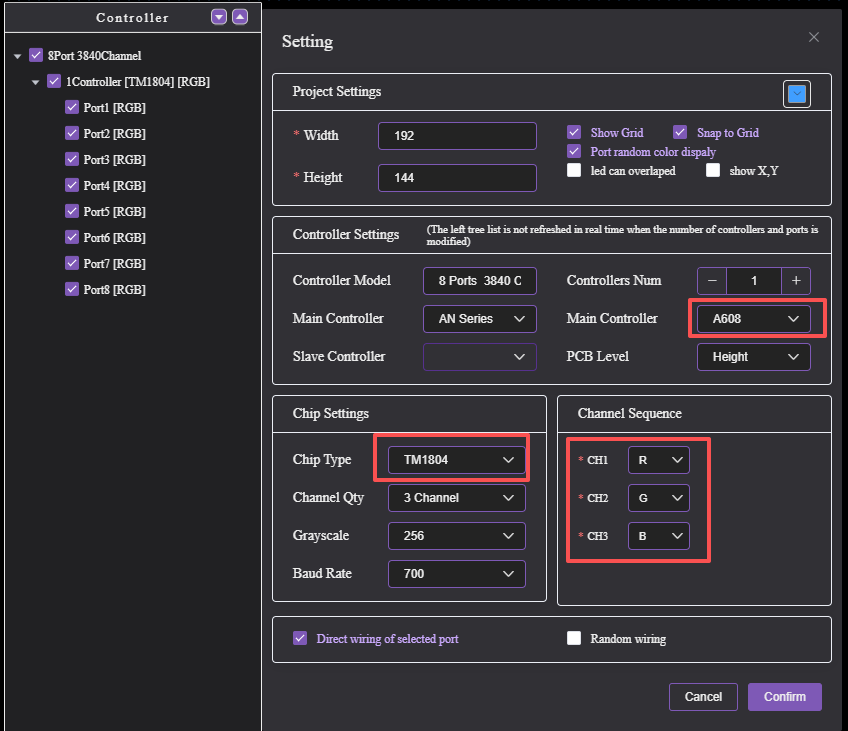 Magic Player Configuration,Select Controller Model and Fixture Parameters