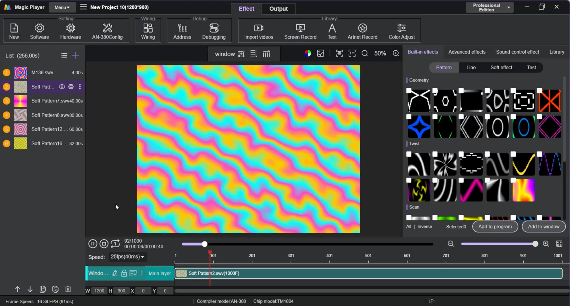 Magic Player LED Effect Editing Interface