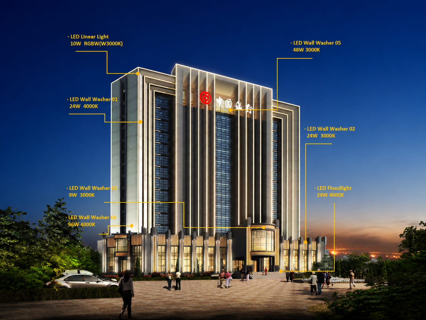 Seekway Innovations LED lighting for Bank of China office building facade