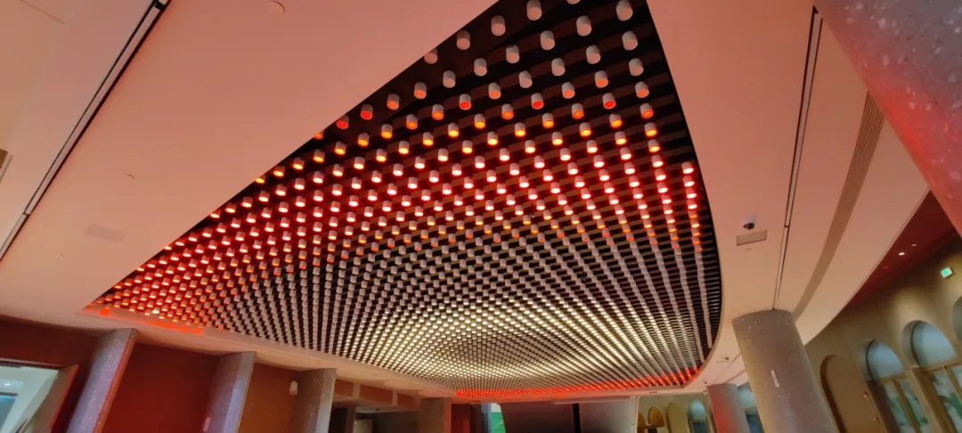 Dynamic pixel star ceiling lighting at New Bund 31 corridor