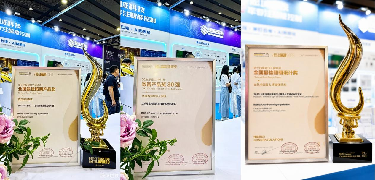 Seekway Innovations&lsquo; Alighting Award trophies & certificates