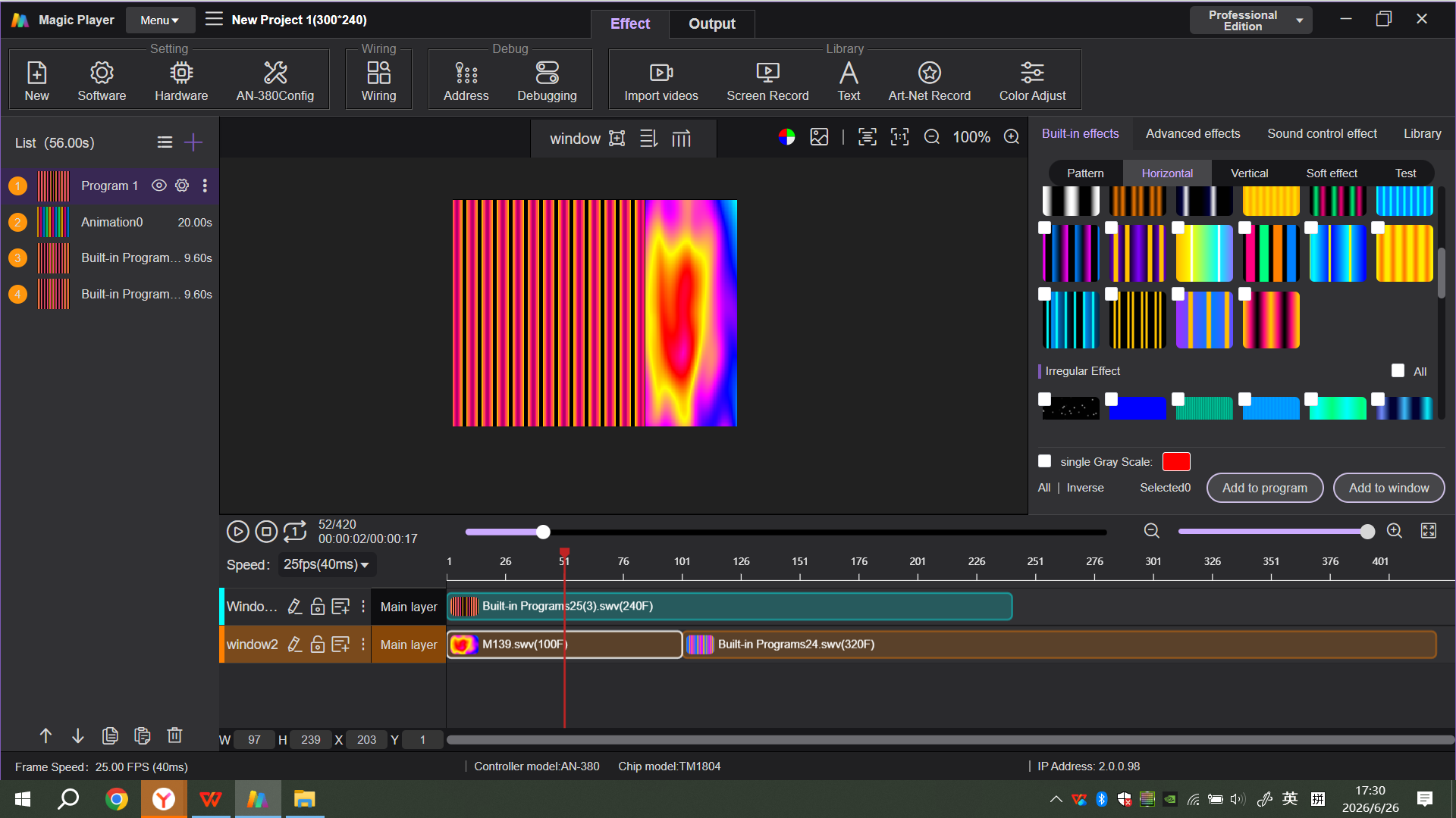 Magic Player multi-layer timeline effect library UI
