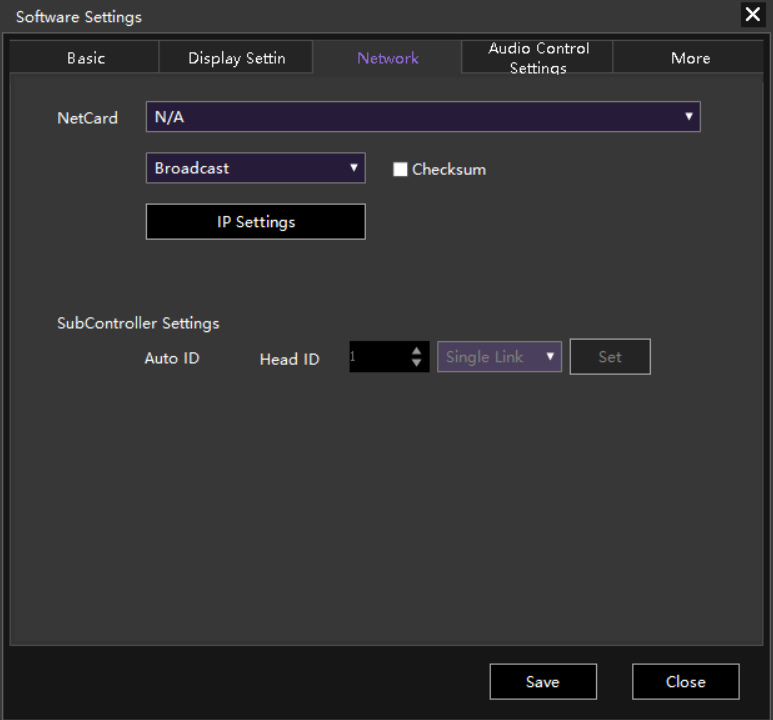 Magic Player network & sub-controller settings