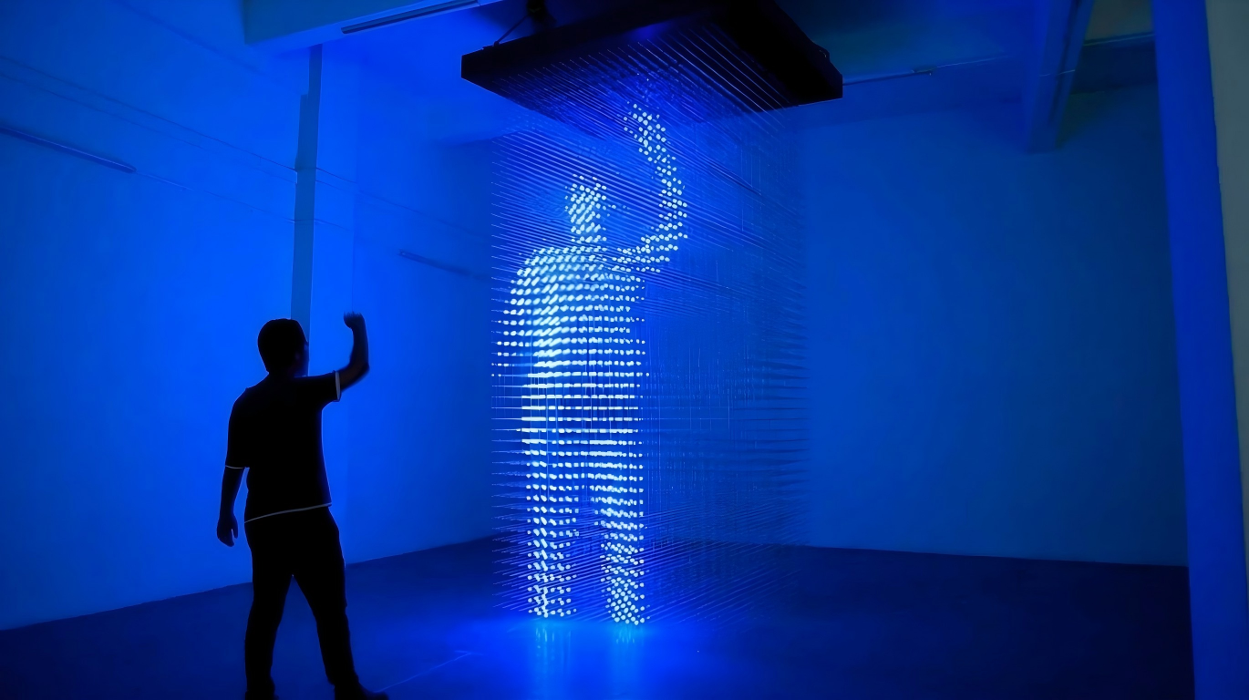 body-sensing interaction function，Visitor gesture control interactive 3D LED cube