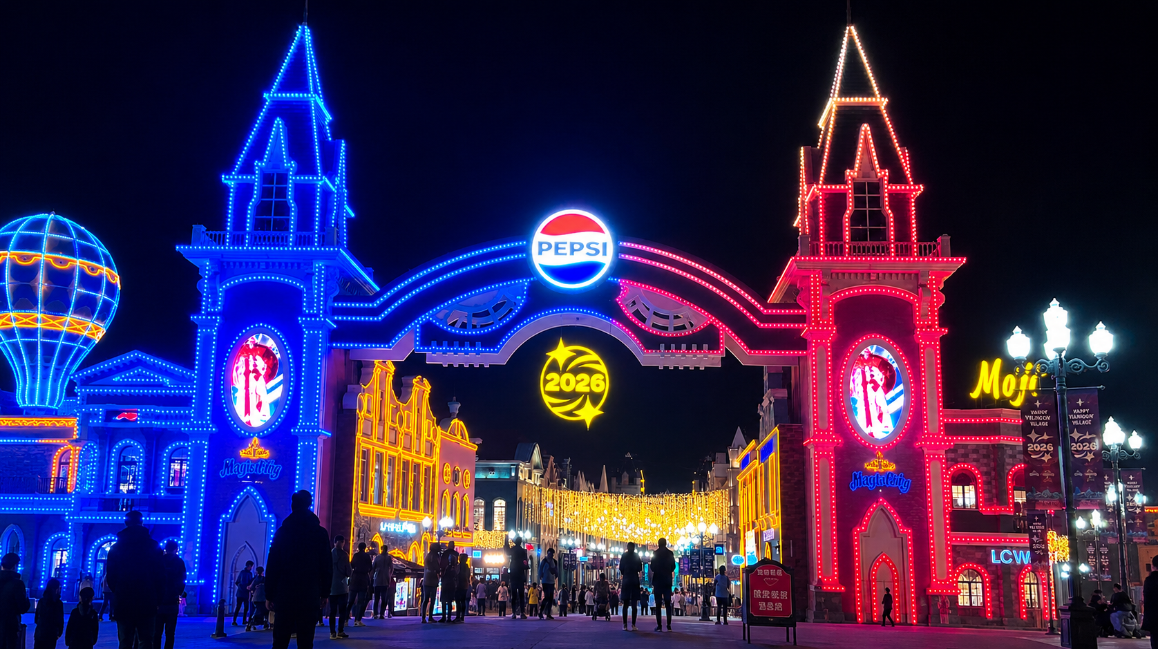 Architectural facade lighting on modern Tashkent landmark, Magic City.(Архитектурное фасадное освещение современной достопримечательности Ташкента, Magic City.)