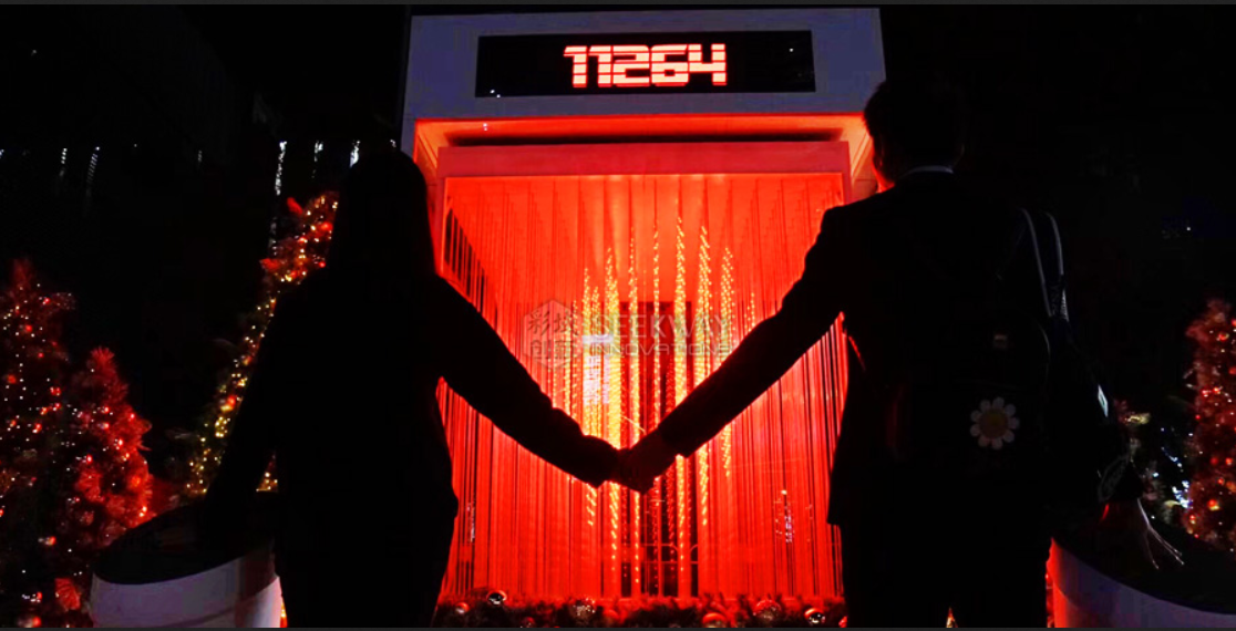 Interactive touch-sensing 3D qTube LED light cube, volumetric pixel light curtain retail installation