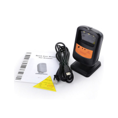 Escáner de códigos de barras 2D de escritorio con manos libres y conexión USB para cajeros automáticos POS HENCODES HC-200S