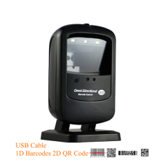 Escáner de códigos de barras 2D de escritorio con manos libres y conexión USB para cajeros automáticos POS HENCODES HC-200S