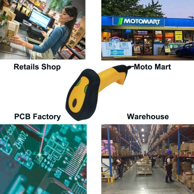 HENCODES HC-6200 Handheld 2D Barcodes QR Codes DPM Codes Reader Wired USB cable