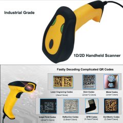 HENCODES HC-6200 Handheld 2D Barcodes QR Codes DPM Codes Reader Wired USB cable