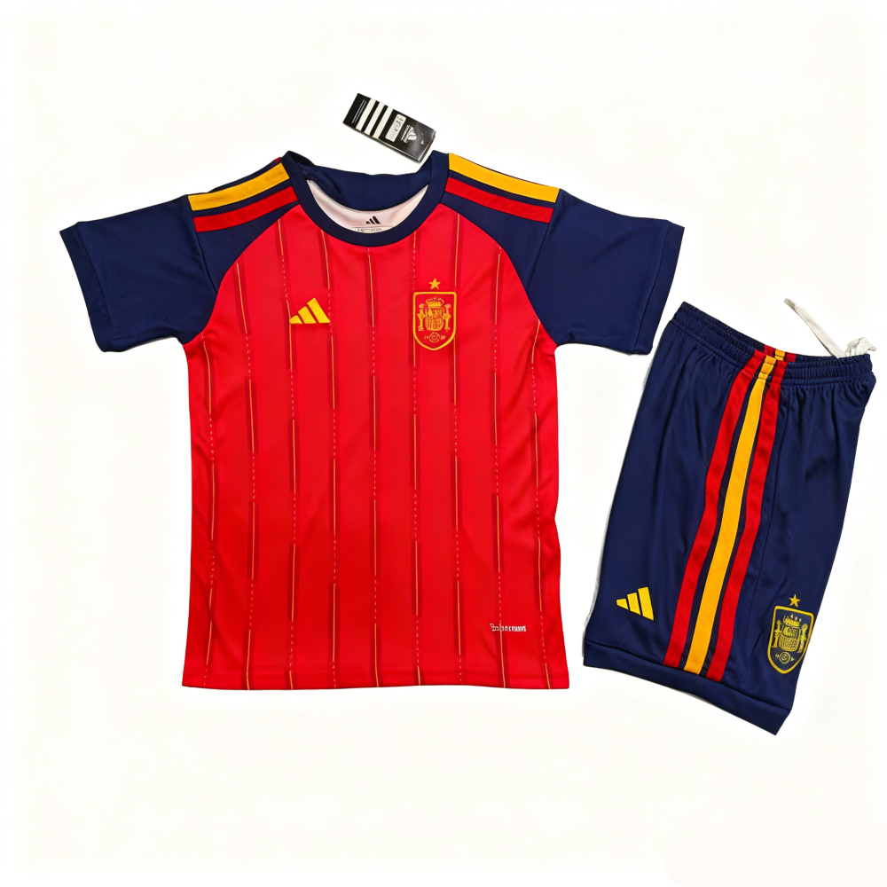 26/27 kids Spain home Jersey Kits(Jersey+Shorts) 1:1 Thai Quality