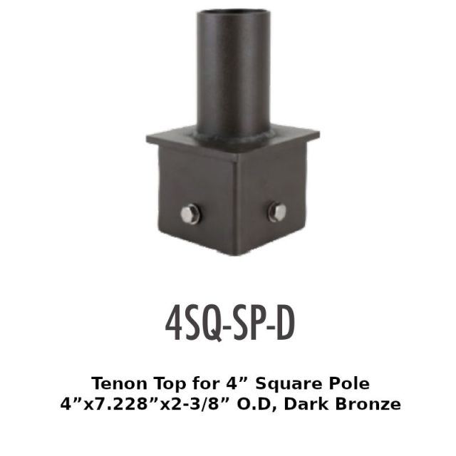 4SQ-SP-D Tenon Top for 4” square Pole4"x7.228"x2-3/8” O.D, Dark Bronze