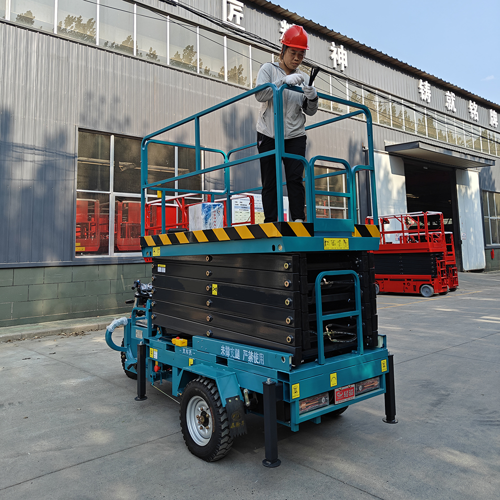 Electric Tricycle Mounted Scissor Lift Platform,Manufacturer of Lawn Mower, Diesel forklift, Electric forklift, Stacker truck, Scissor lift … 