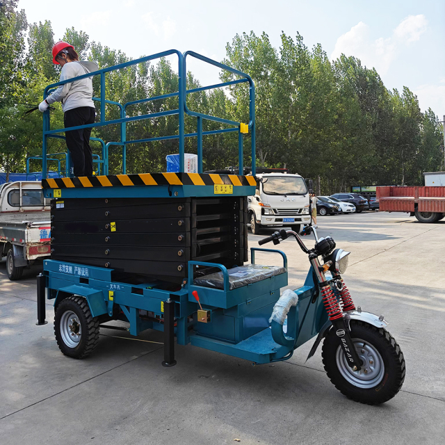Electric Tricycle Mounted Scissor Lift Platform,Manufacturer of Lawn Mower, Diesel forklift, Electric forklift, Stacker truck, Scissor lift … 