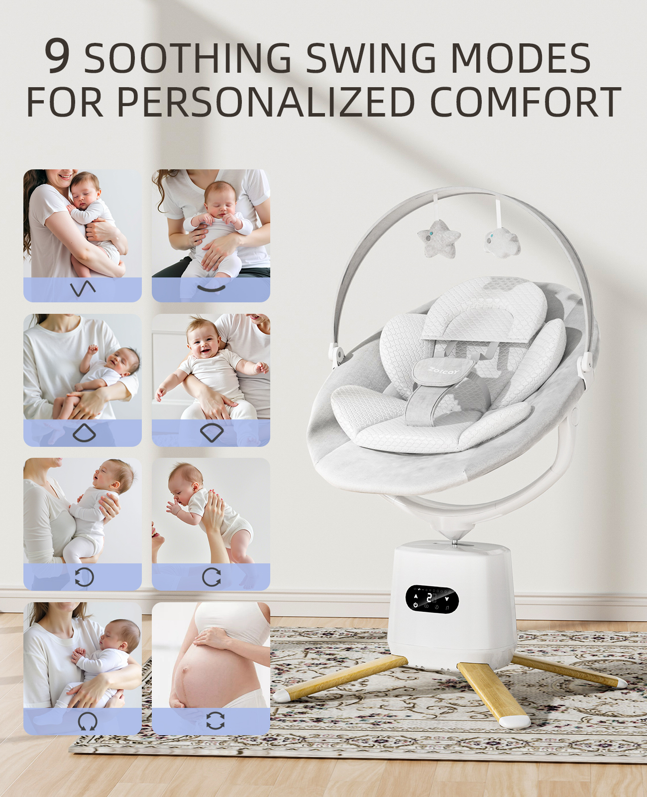 Zoicay Electric Baby Swing - S1000 (White)