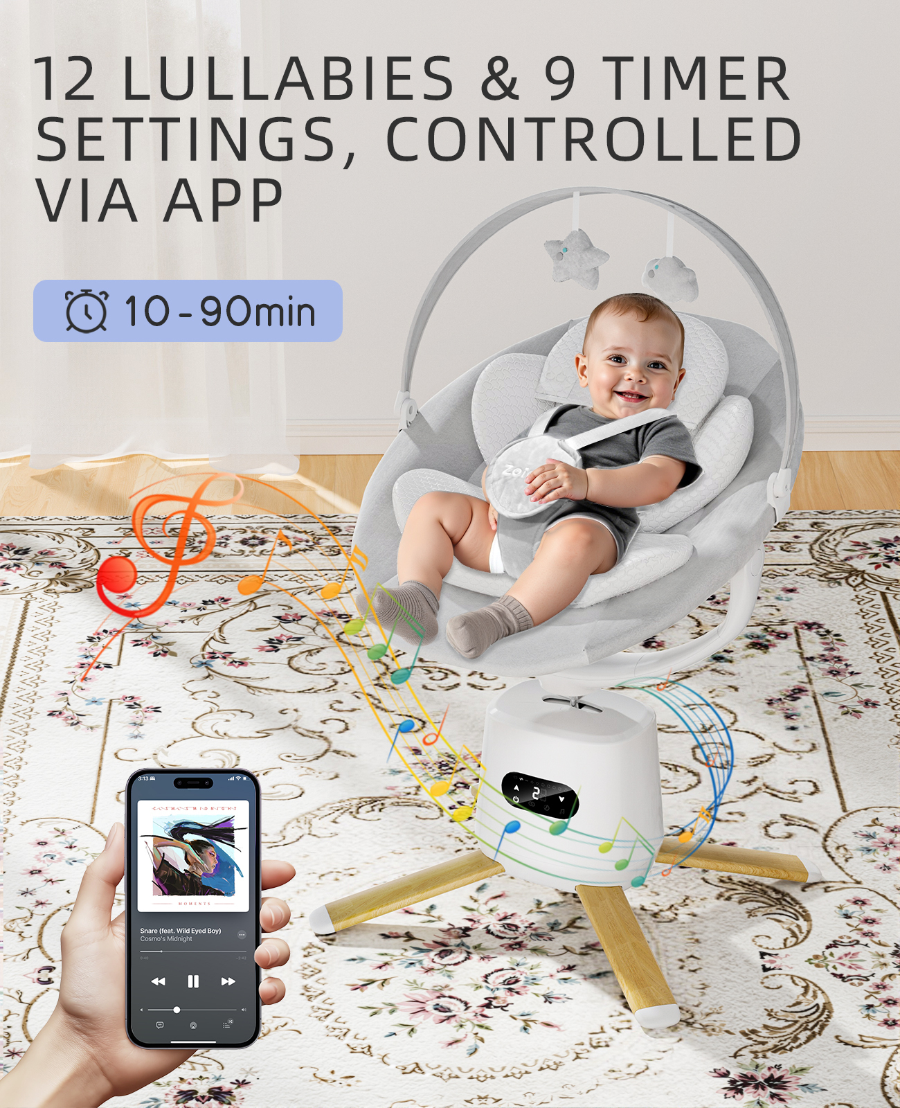 Zoicay Electric Baby Swing - S1000 (White)