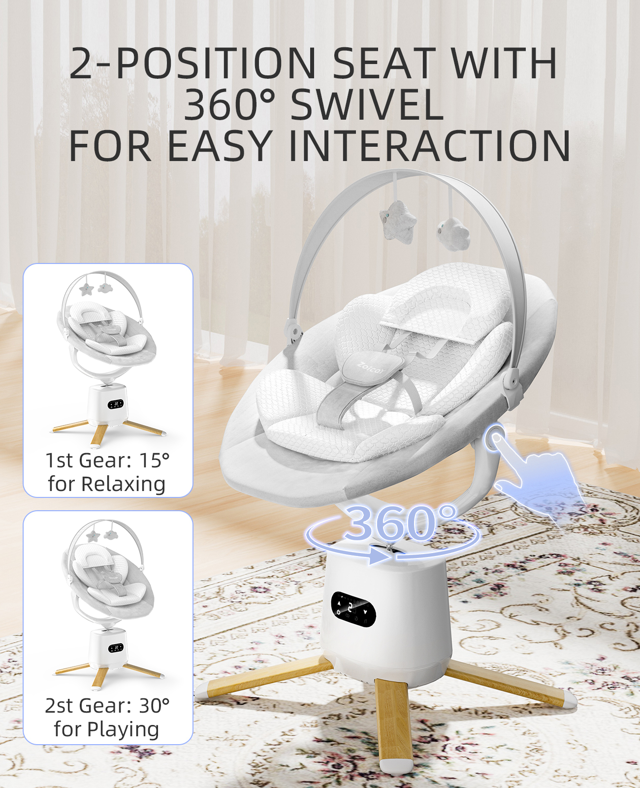 Zoicay Electric Baby Swing - S1000 (White)
