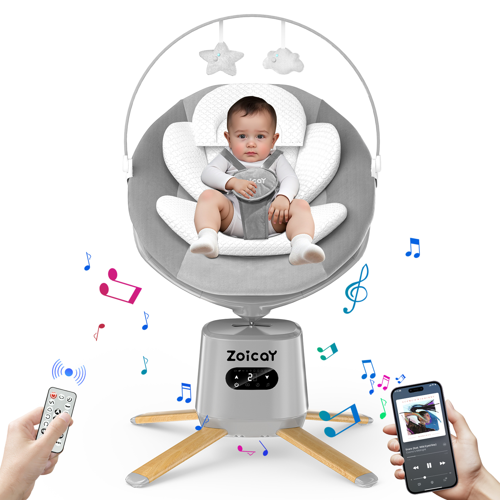 Zoicay Electric Baby Swing - S1000 (Gray)