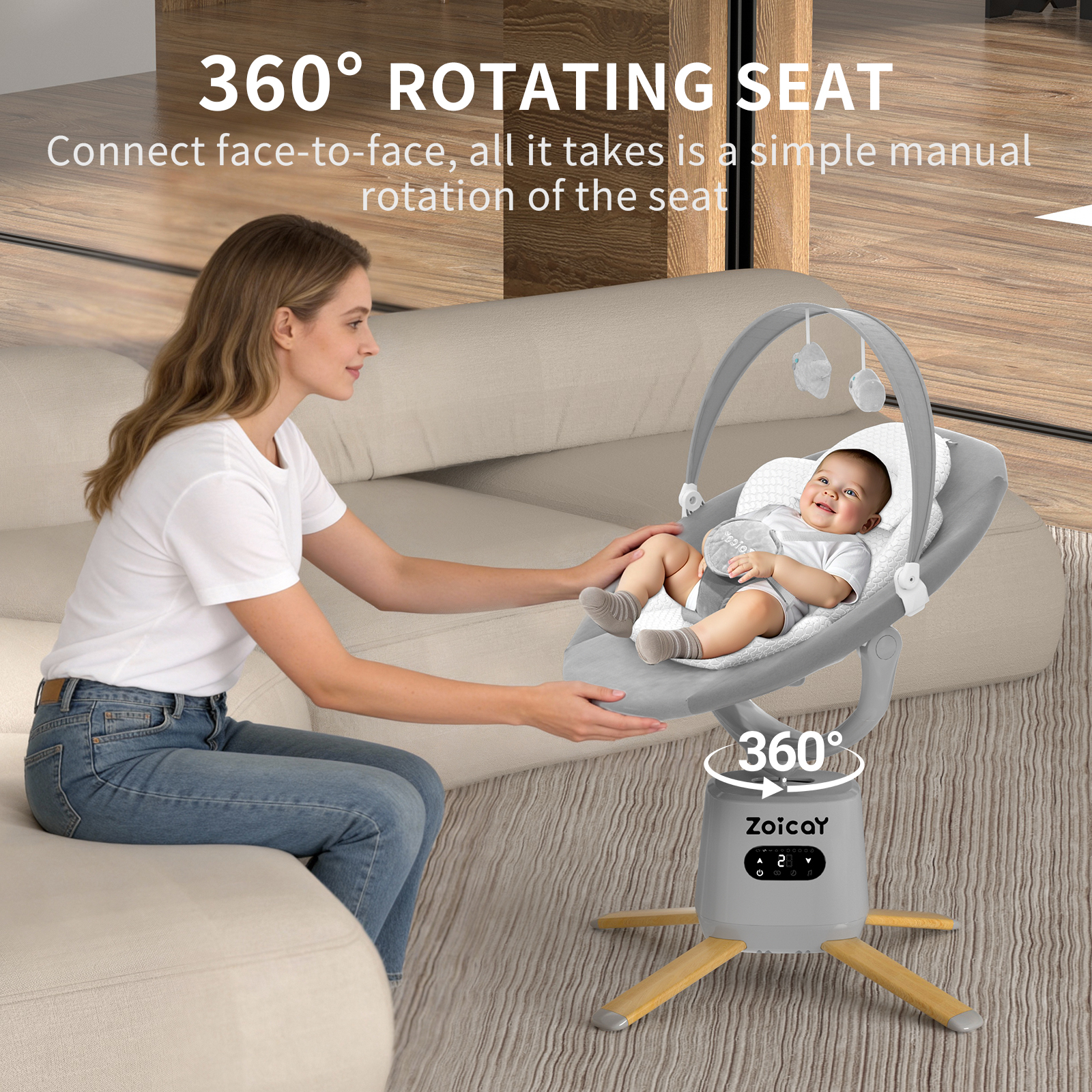 Zoicay Electric Baby Swing - S1000 (Gray)