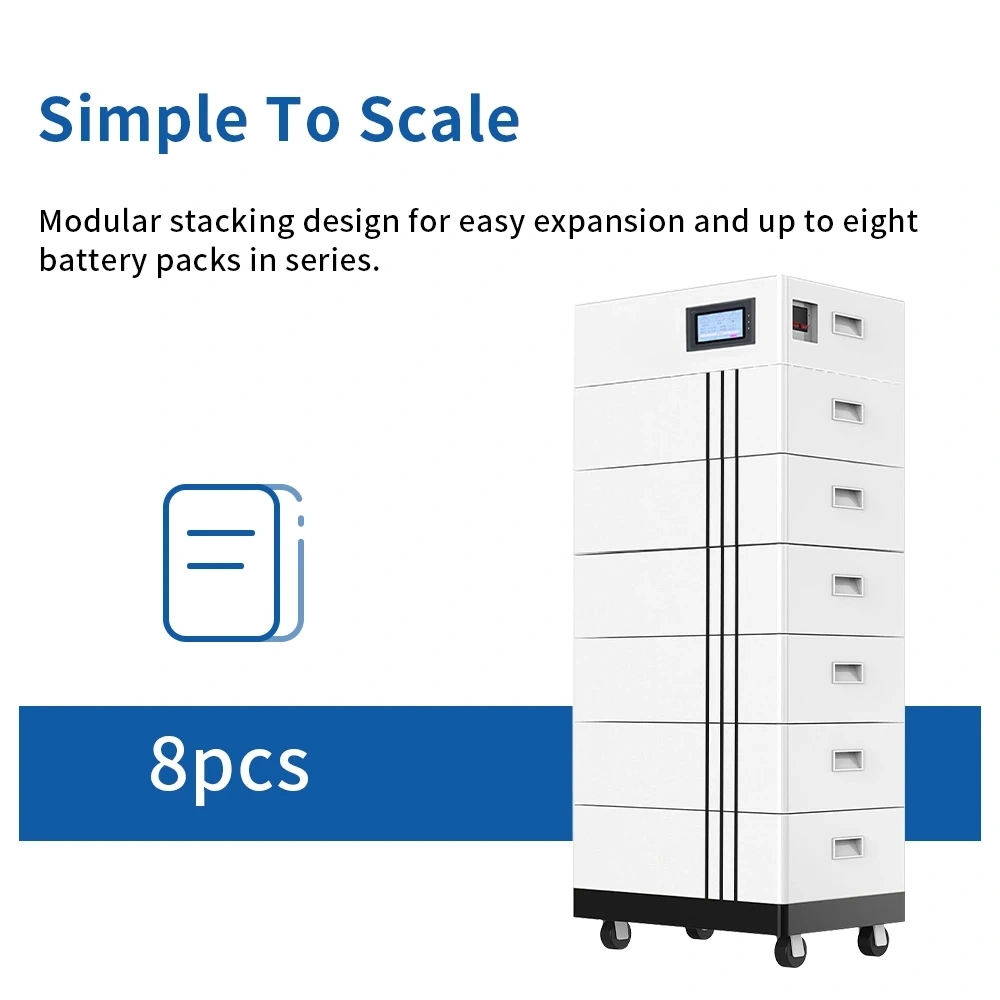 Stackable 96v 144v 192v Lithium Ion Battery Pack LFP Home Solar Storage Battery Rechargeable BMS All in One System