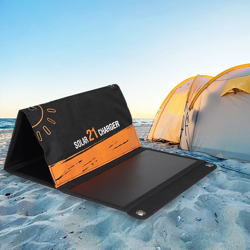 DEMUDA OEM Monocrystalline ETFE Folding Foldable Solar Panel Charger 21W USB Portability Mono Thin Film Flexible Solar Panel