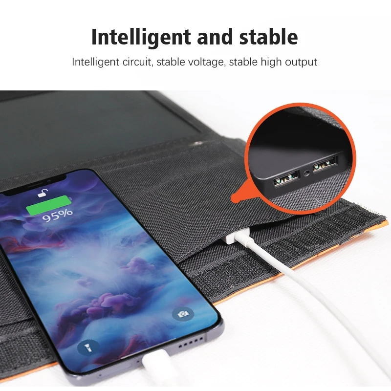 DEMUDA OEM Monocrystalline ETFE Folding Foldable Solar Panel Charger 21W USB Portability Mono Thin Film Flexible Solar Panel