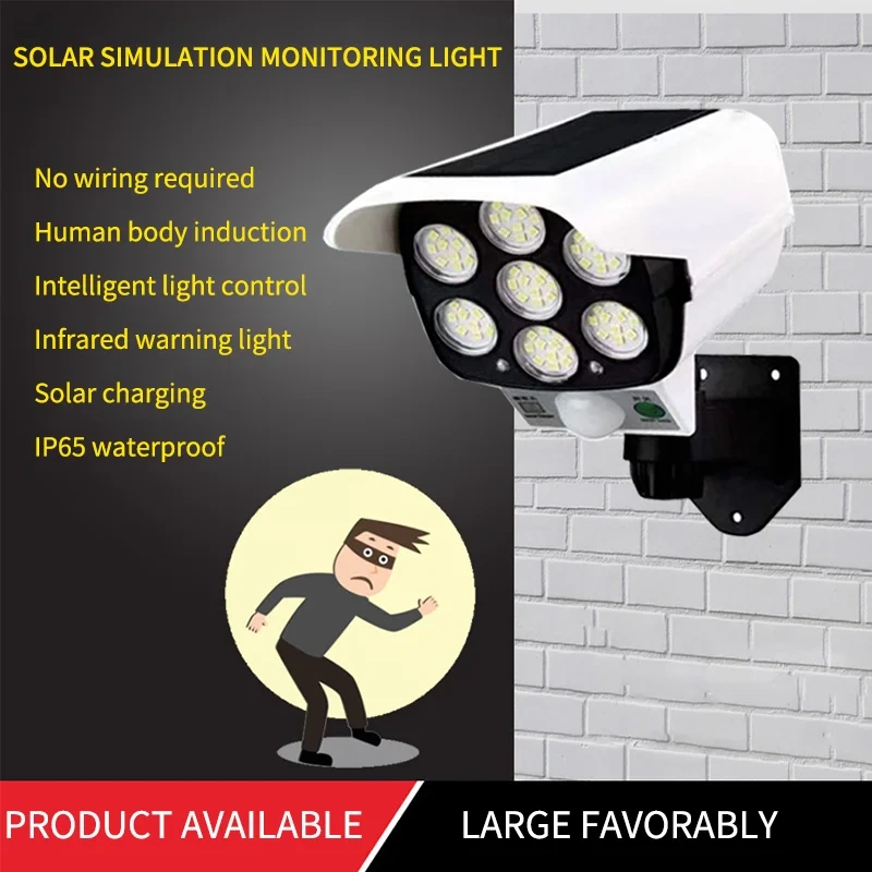 Surveillance Cameras LED Simulation Monitoring Security Lighting Solar Motion Sensor Wall Lamp Outdoor