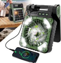 Multifunctional Portable Phone Charger Solar Camping Light Fan Outdoor Four-Speed Wind Mechanical Control Made Plastic Battery