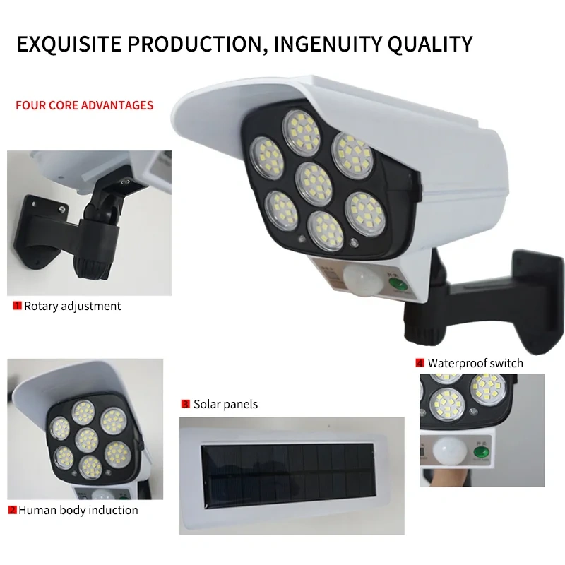 Surveillance Cameras LED Simulation Monitoring Security Lighting Solar Motion Sensor Wall Lamp Outdoor