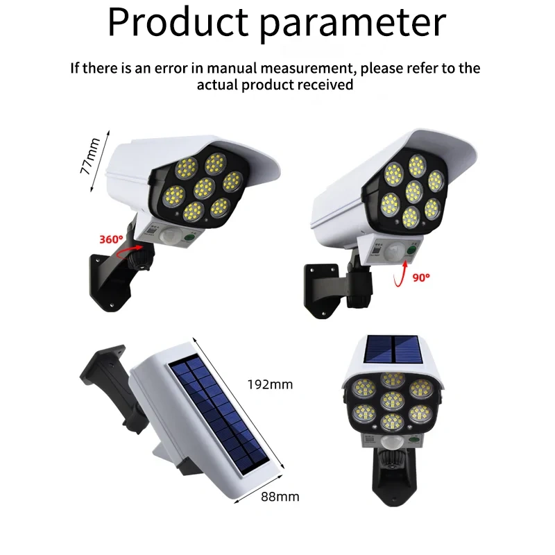 Surveillance Cameras LED Simulation Monitoring Security Lighting Solar Motion Sensor Wall Lamp Outdoor
