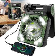 Multifunctional Portable Phone Charger Solar Camping Light Fan Outdoor Four-Speed Wind Mechanical Control Made Plastic Battery