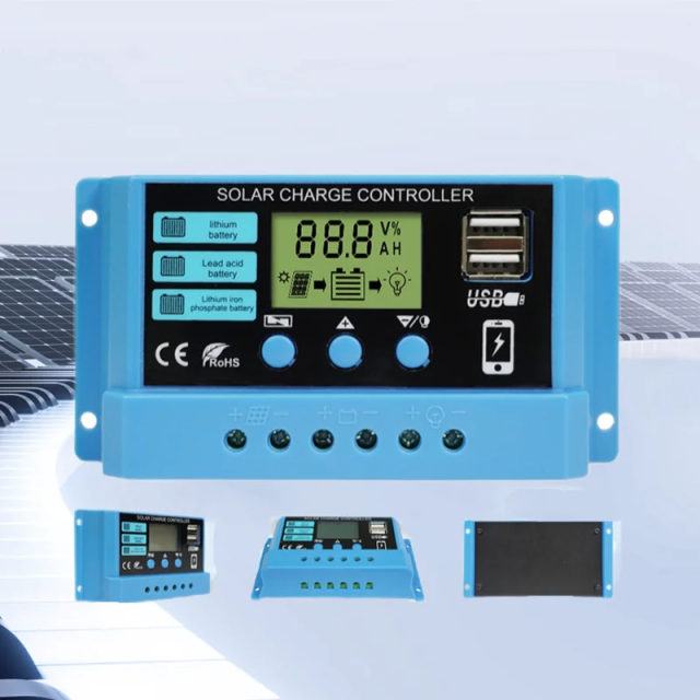 New 10A 20A 30A Lithium Iron Lifepo4 Battery Charger Regulators Stabilizers 12V 24V Auto Dual USB PWM Solar Charge Controller