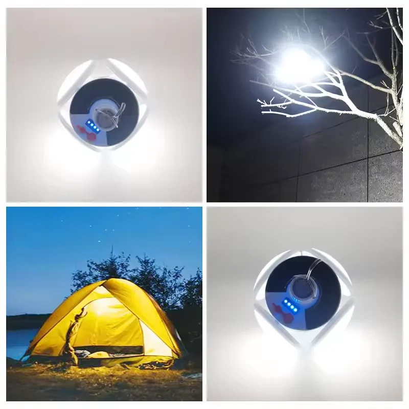 Solar Powered Wholesale Football Lights Outdoor Camping Garden Lights Lighting Folding Emergency Fishing Hiking