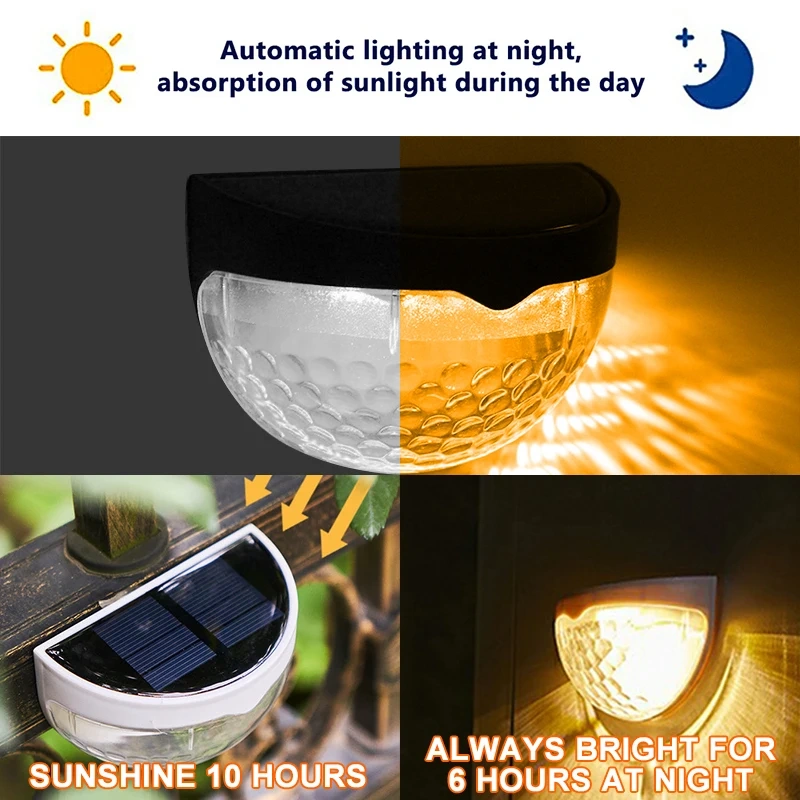 Solar Fence Post Lights Wall Mount Decorative Deck Lighting, Black White Solar Powered Outdoor Lamp for Pathway