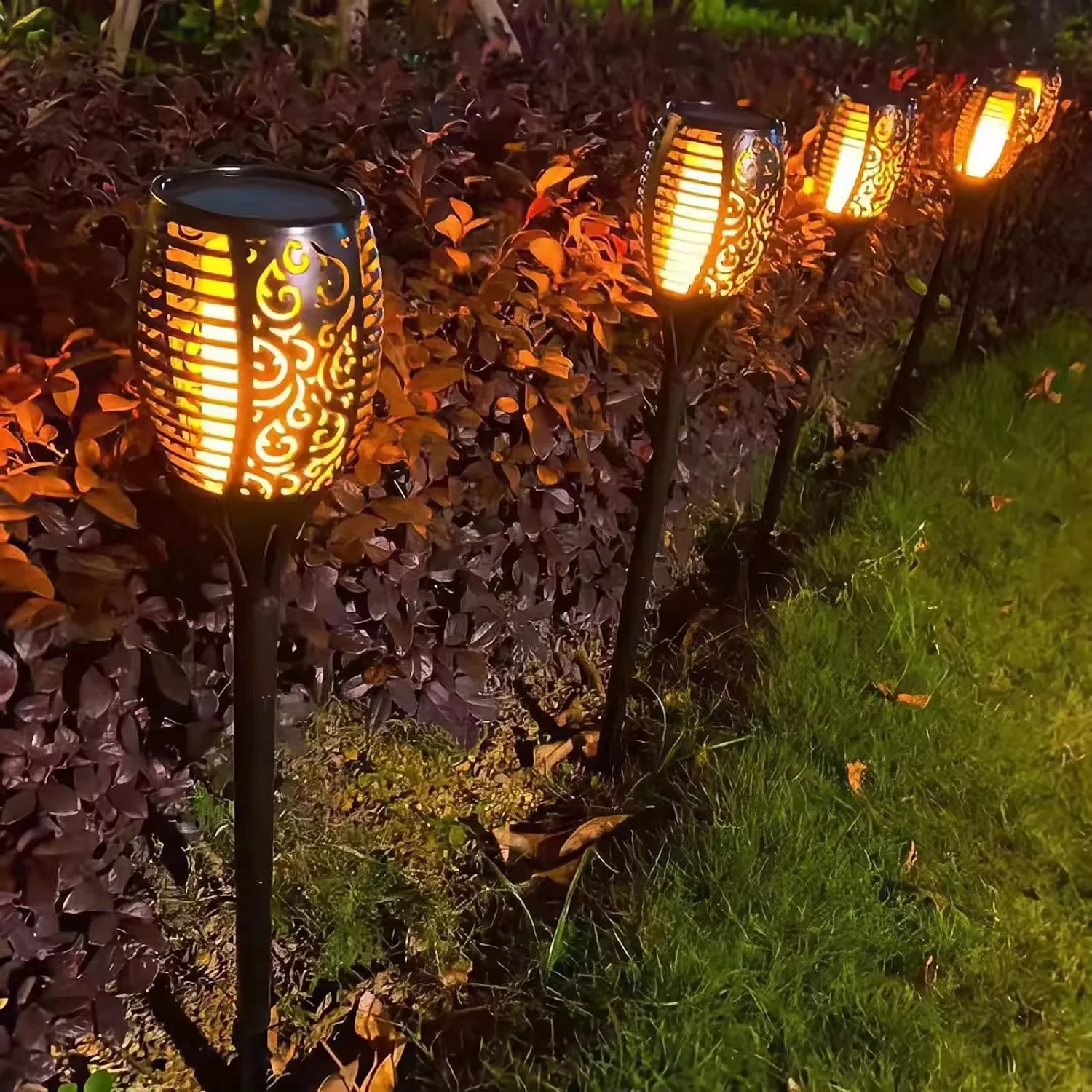 Outdoor Higher Larger Flickering Flame Solar Led Landscape Flame Light for Pathway Landscape Garden