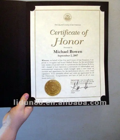 Good Selling Custom Printing Diploma Cover Diploma Holder for Certificate Watermark Paper Security Certificate For University