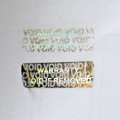 Competitive price high quality custom warranty void if removed bright silver hologram security label stickers