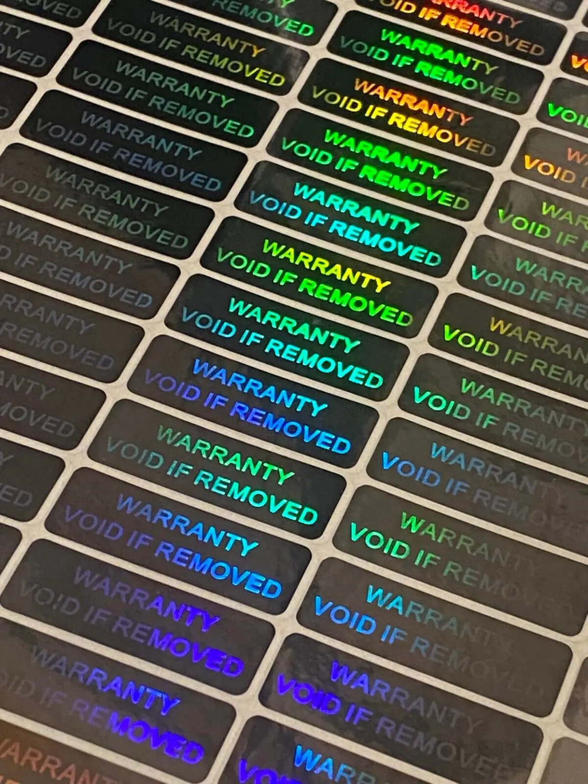 Competitive price high quality custom warranty void if removed bright silver hologram security label stickers