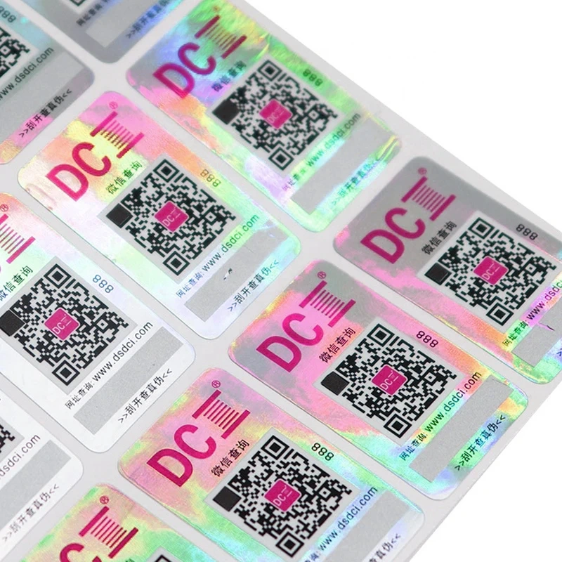 High quality customized printing qr code security scratch unique 2D 3D logo sticker sheet hologram label sticker qr code