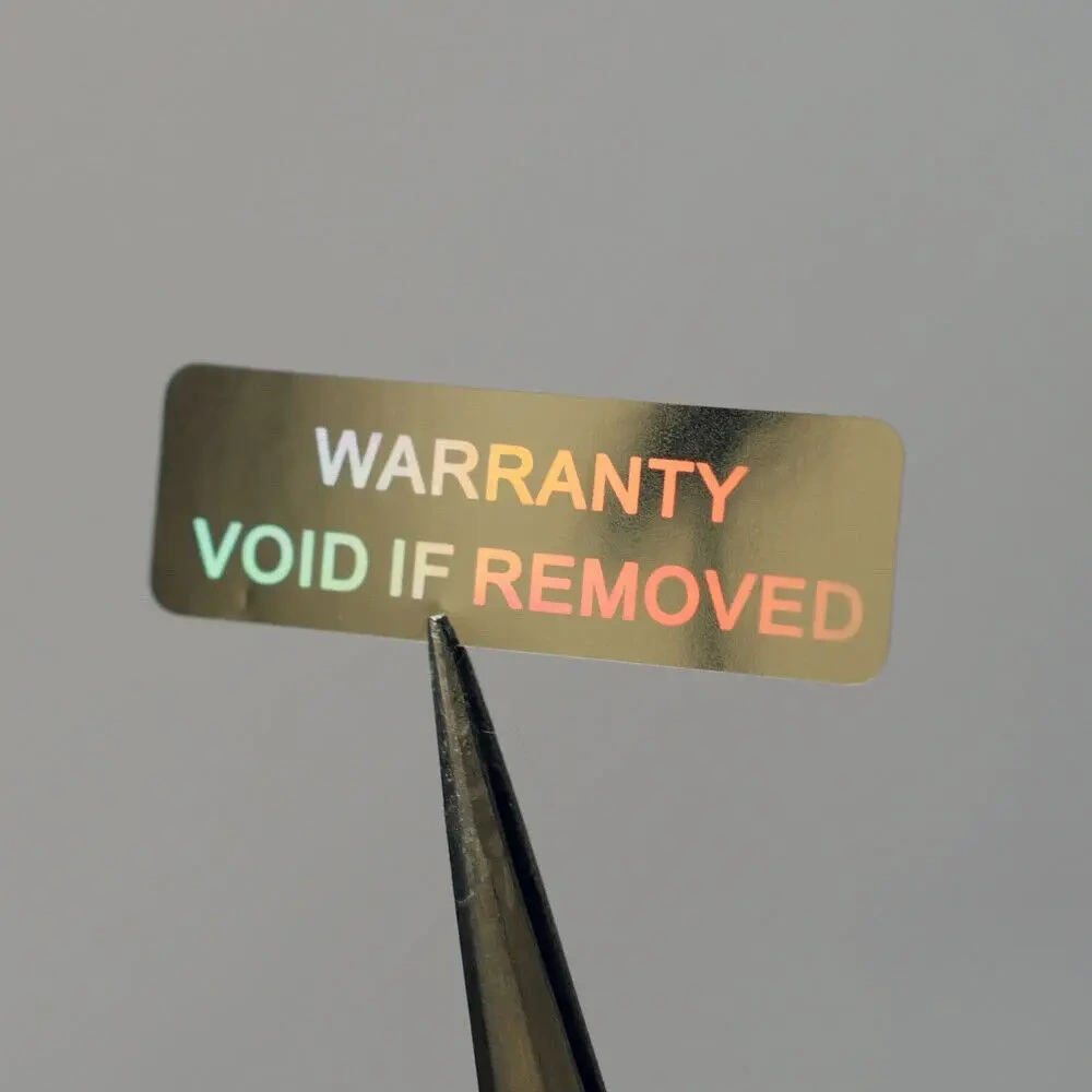 Competitive price high quality custom warranty void if removed bright silver hologram security label stickers