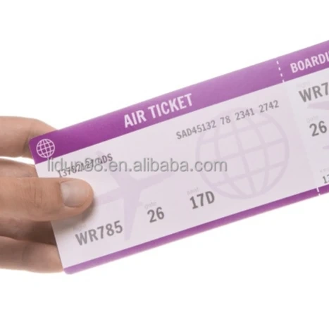 New Customized Thermal Flight Tickets Thermal Boarding Pass Plane Ticket Thermal Adhesive Boarding Pass
