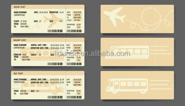 New Customized Thermal Flight Tickets Thermal Boarding Pass Plane Ticket Thermal Adhesive Boarding Pass