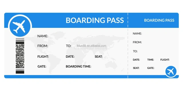 New Customized Thermal Flight Tickets Thermal Boarding Pass Plane Ticket Thermal Adhesive Boarding Pass
