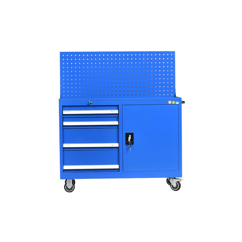 Tool Cabinet ตู้เก็บเครื่องมือ ตู้เก็บเครื่องมือแบบรับน้ำหนักได้สูง  ตู้เครื่องมือเคลื่อนที่  ตู้เก็บอุปกรณ์ฮาร์ดแวร์ในโรงงาน  4 ลิ้นชักพร้อมประตู  ผลิตจากเหล็กรีดเย็น