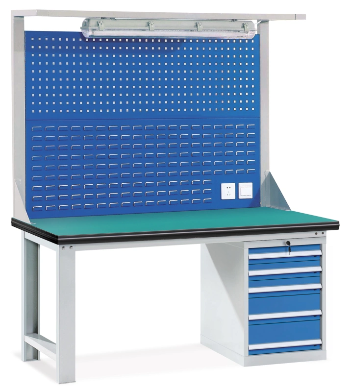 Floor Workbench with Adjustable LED Light Bar & Tool Wall โต๊ะทำงานติดตั้ง LED พร้อมผนังเก็บเครื่องมือ