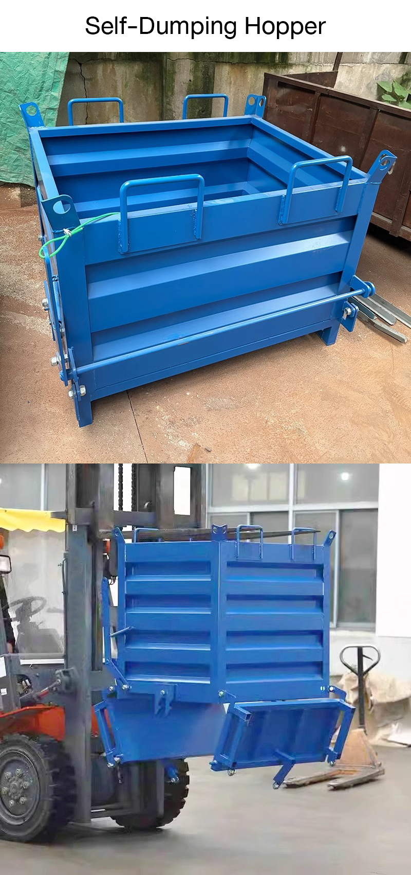 Self-Dumping Hopper กล่องทิ้งวัสดุแบบเทอัตโนมัติ ขนาด 1000*800*800 มม