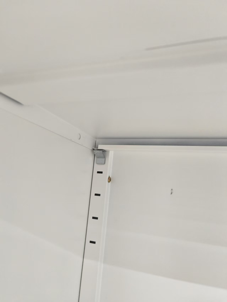 Pure white two-section steel file cabinet ตู้เอกสารเหล็กสองตอนสีขาวล้วน สำหรับสำนักงาน ชั้นวางแบบพับได้ ด้ามจับเหล็กรูปแท่งยาว รับน้ำหนักได้ 40 กก. ต่อชั้น